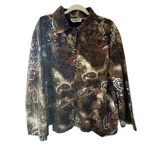 New Direction | Size 2XL Vintage Collared Jacket Bead Embroidery Paisley